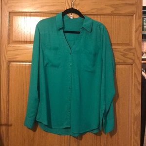 Express forest Kelly green portofino blouse